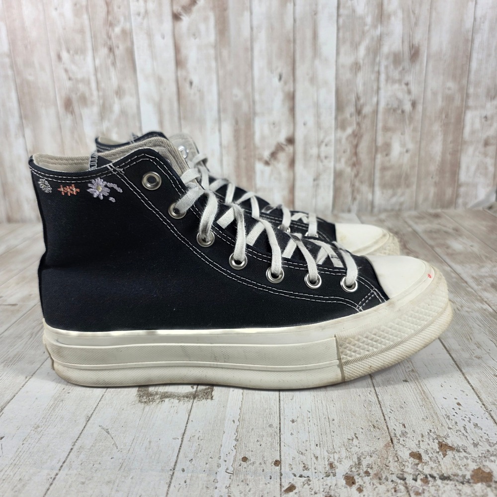 Converse Chuck Taylor All Star Lift Platform High Top Floral Black Womens 9